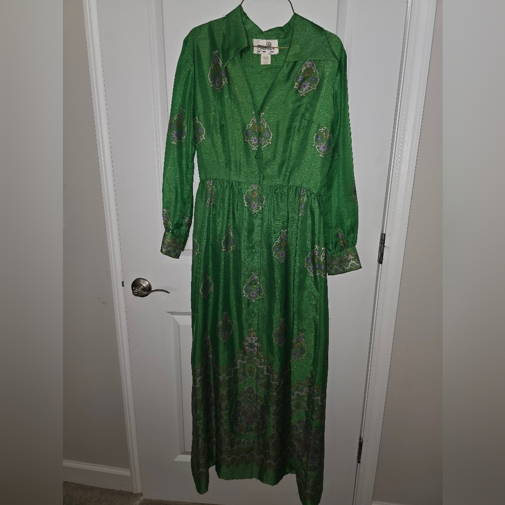 True Vintage Alfred Shaheen Green Maxi Dress